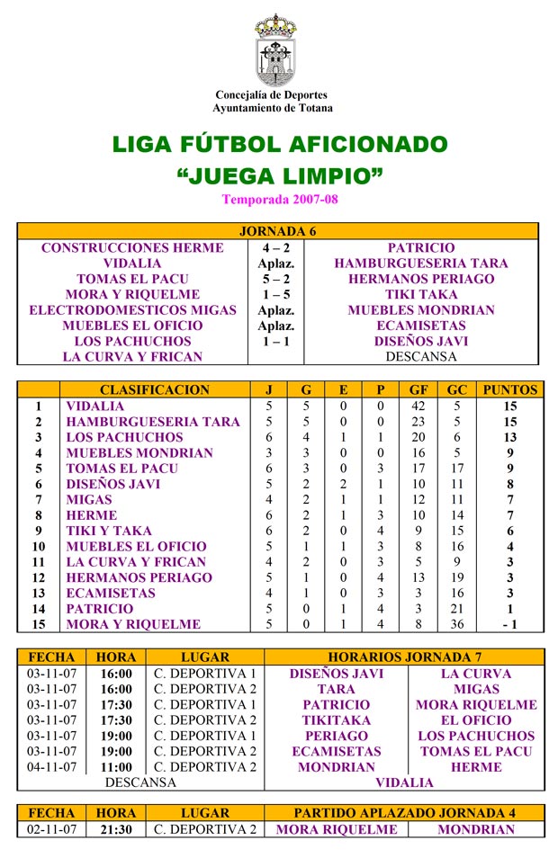 LIGA FÚTBOL AFICIONADO “JUEGA LIMPIO” 2007-08, Foto 2