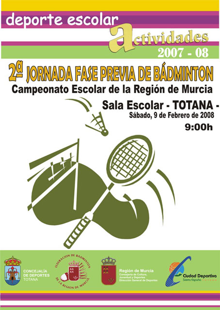 LA SALA ESCOLAR DE TOTANA ACOGE LA FASE PREVIA REGIONAL ESCOLAR DE BADMINTON EL PROXIMO SÁBADO 9 DE FEBRERO, Foto 2