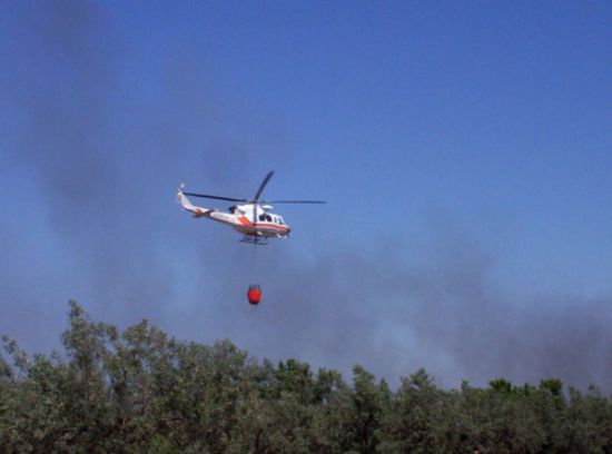 Un helicóptero de Protección Civil intervino ayer en el incendio que se declaró en el paraje La Ñorica, Foto 2