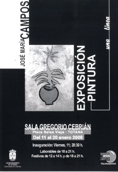 LA EXPOSICIÓN DE PINTURA “UNA LÍNEA”, DEL ARTISTA Y SACERDOTE TOTANERO JOSÉ MARÍA CAMPOS, SE INAUGURA ESTE VIERNES EN LA SALA MUNICIPAL GREGORIO CEBRIÁN PARA MOSTRAR “LA FUERZA DE LA LÍNEA EN LA COMUNICACIÓN AUDIOVISUAL” (2008), Foto 1