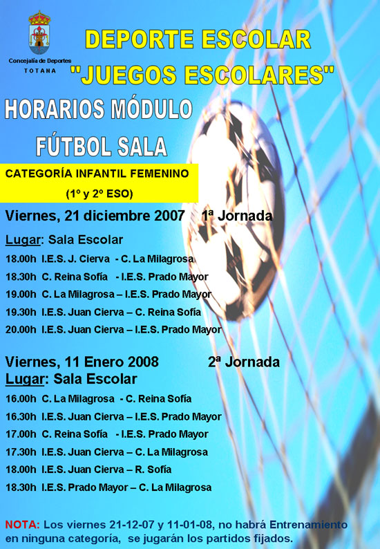 HORARIOS DE ESTA SEMANA DE LOS JUEGOS ESCOLARES, Foto 1