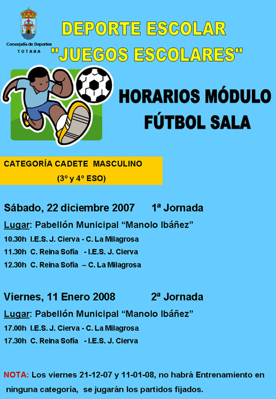 HORARIOS DE ESTA SEMANA DE LOS JUEGOS ESCOLARES, Foto 3