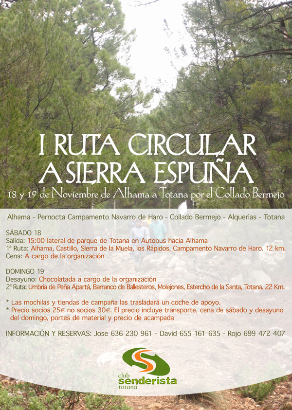 EL CLUB SENDERISTA TOTANA ORGANIZA LA I RUTA CIRCULAR POR SIERRA ESPUÑA, Foto 1