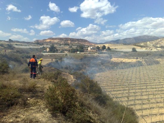 VOLUNTARIOS DE PROTECCIÓN CIVIL DE TOTANA COLABORAN EN LA EXTINCIÓN DE UN CONATO FORESTAL EN LA ZONA DE VIÑAS-CARIVETE, Foto 1