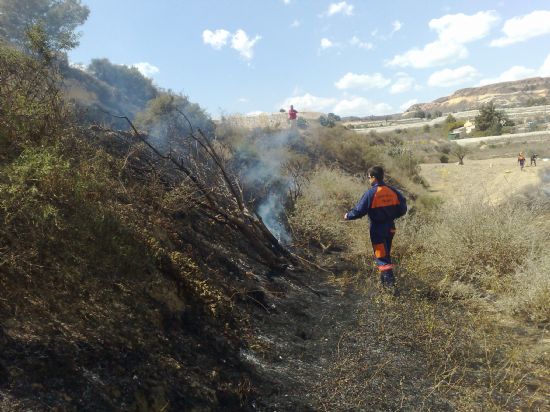 VOLUNTARIOS DE PROTECCIÓN CIVIL DE TOTANA COLABORAN EN LA EXTINCIÓN DE UN CONATO FORESTAL EN LA ZONA DE VIÑAS-CARIVETE, Foto 3