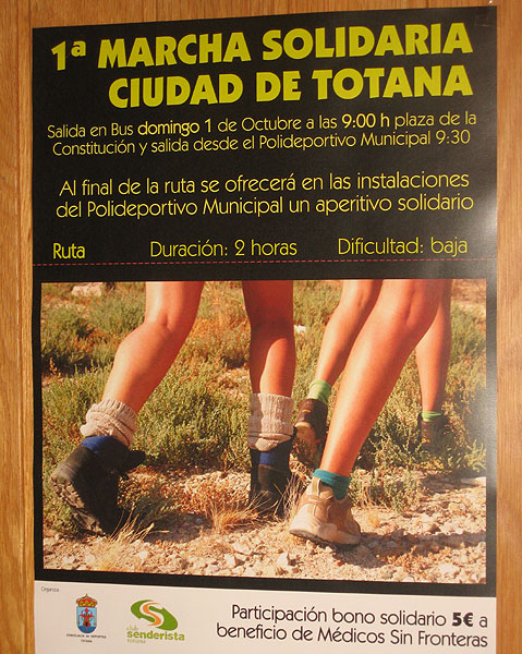 SE PRESENTA LA PRIMERA MARCHA SOLIDARIA DE SENDERISMO CIUDAD DE TOTANA QUE SE CELEBRARÁ EL DÍA 1 DE OCTUBRE CON UN RECORRIDO DE MÁS DE DOS HORAS, Foto 1