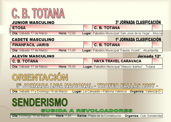 AGENDA DEPORTIVA FIN DE SEMANA (16/03/2007), Foto 5