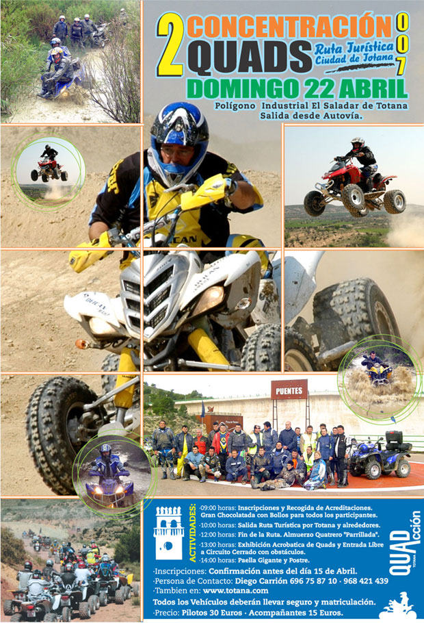 LA II CONCENTRACIÓN DE QUADS RUTA TURÍSTICA “CIUDAD DE TOTANA” SE CELEBRARÁ EL DOMINGO DÍA 22 DE ABRIL, Foto 1