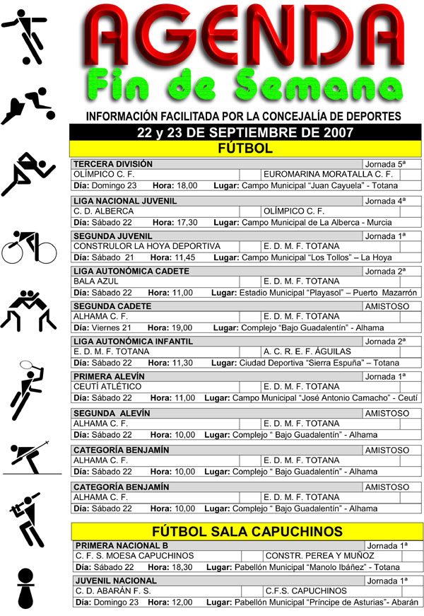 AGENDA DEPORTIVA FIN DE SEMANA (19/09/2007), Foto 1