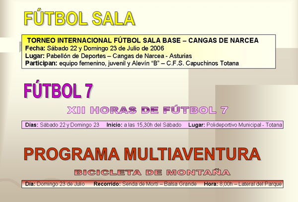 AGENDA DEPORTIVA (21/07/2006), Foto 2