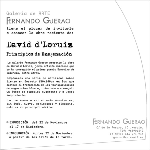 David d´Loruiz inaugua hoy martes su primera muestra individual en Murcia bajo el título de Principios de Enajenación, Foto 3