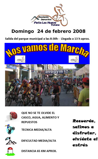 La asociación deportiva Peña Las Nueve de Totana organiza una salida ciclista para este domingo 24 de febrero, Foto 1