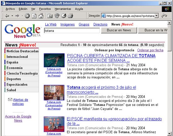 TOTANA.COM, NUEVA FUENTE DE INFORMACIÓN DE  GOOGLE NEWS ESPAÑA, Foto 1