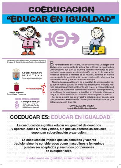 PONEN EN MARCHA LA CAMPAÑA DE COEDUCACIÓN “EDUCAR EN IGUALDAD” DIRIGIDA AL ALUMNADO DE LOS CENTROS EDUCATIVOS Y A LA POBLACIÓN EN GENERAL CON EL APOYO DEL INSTITUTO DE LA MUJER DE LA REGIÓN DE MURCIA, Foto 1
