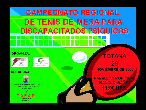 CAMPEONATO REGIONAL DE TENIS DE MESA PARA DISCAPACITADOS PSÍQUICOS EN TOTANA, Foto 1