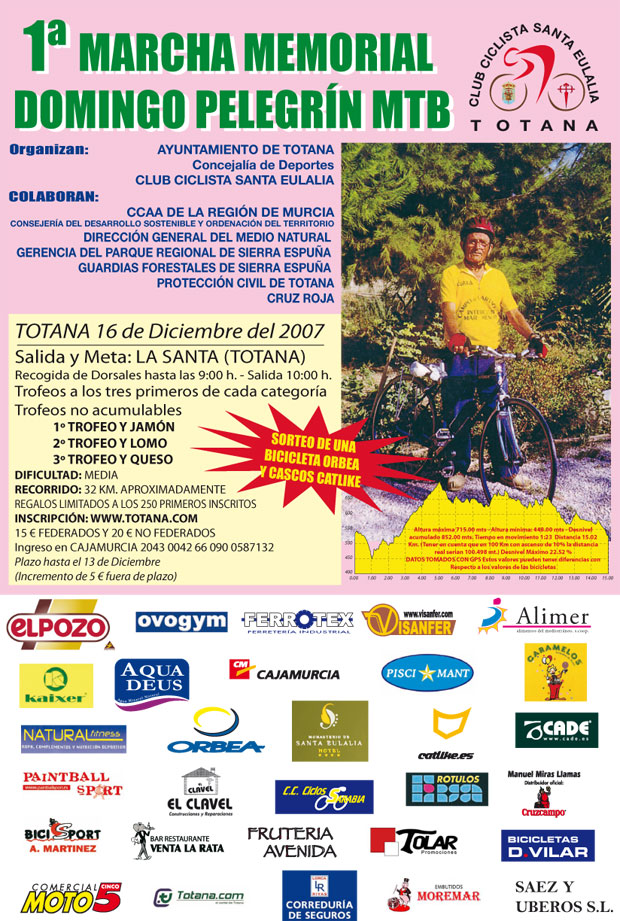 LA 1ª MARCHA MEMORIAL DOMINGO PELEGRÍN MTB TENDRÁ LUGAR EL PRÓXIMO 16 DE DICIEMBRE, Foto 1