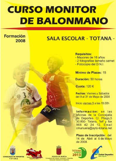 ORGANIZAN UN CURSO DE “MONITOR DE BALONMANO” QUE SE DESARROLLARÁ DEL 9 AL 31 DE MAYO EN LA SALA ESCOLAR DE L ALOCALIDAD, Foto 1