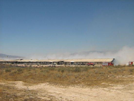 VOLUNTARIOS DE PROTECCIÓN CIVIL DE TOTANA Y BOMBEROS PARTICIPAN EN LA EXTINCIÓN DE UN INCENDIO PROCEDENTE DE UNA GRANJA DE AVES EN LA PEDANÍA DE EL PARETÓN Y DE UNA ESCOMBRERA, Foto 3