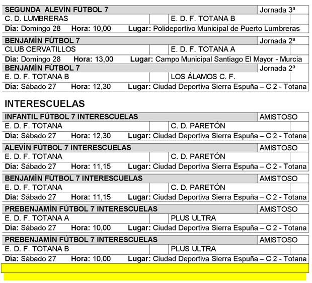AGENDA DEPORTIVA FIN DE SEMANA 27 Y 28 DE OCTUBRE, Foto 2