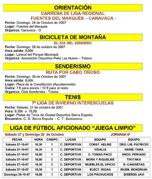 AGENDA DEPORTIVA FIN DE SEMANA 27 Y 28 DE OCTUBRE, Foto 4
