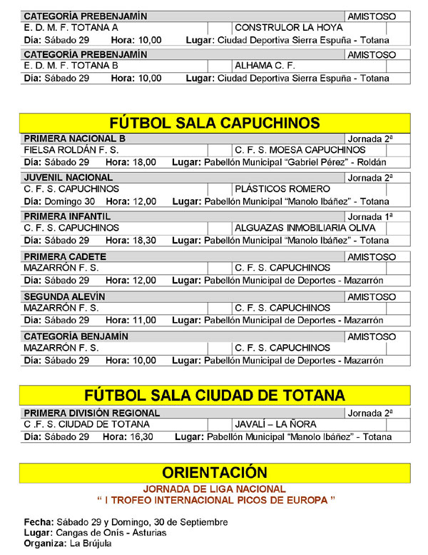 AGENDA DEPORTIVA FIN DE SEMANA (27/09/2007), Foto 2