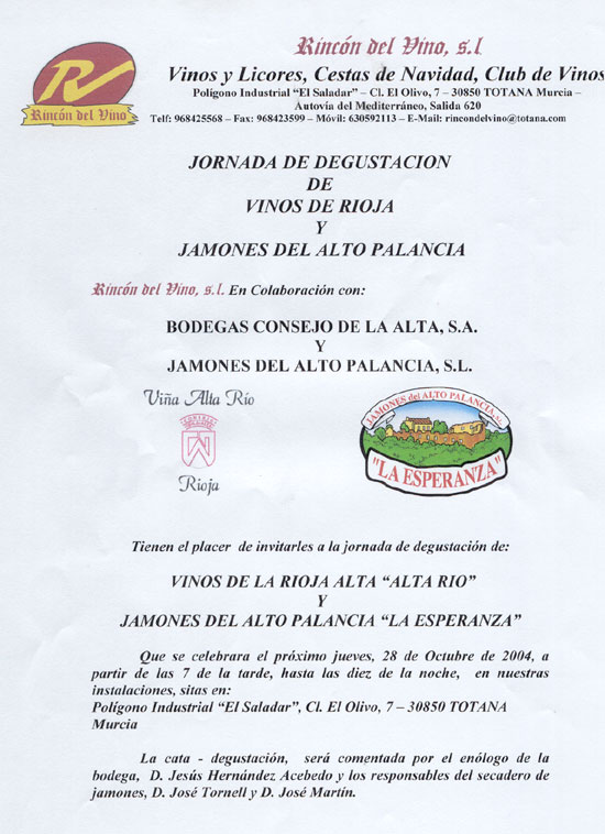 Jornada de degustación de vinos de Rioja y jamones del Alto Palancia, Foto 1 Jornada de degustación de vinos de Rioja y jamones del Alto Palancia, Foto 1