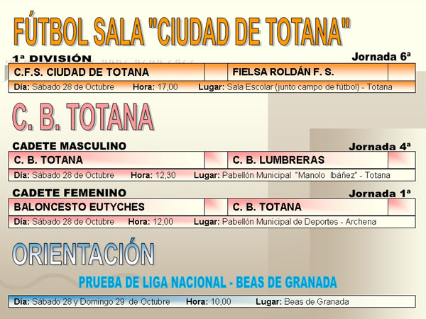 AGENDA DEPORTIVA FIN DE SEMANA (27/10/2006), Foto 5