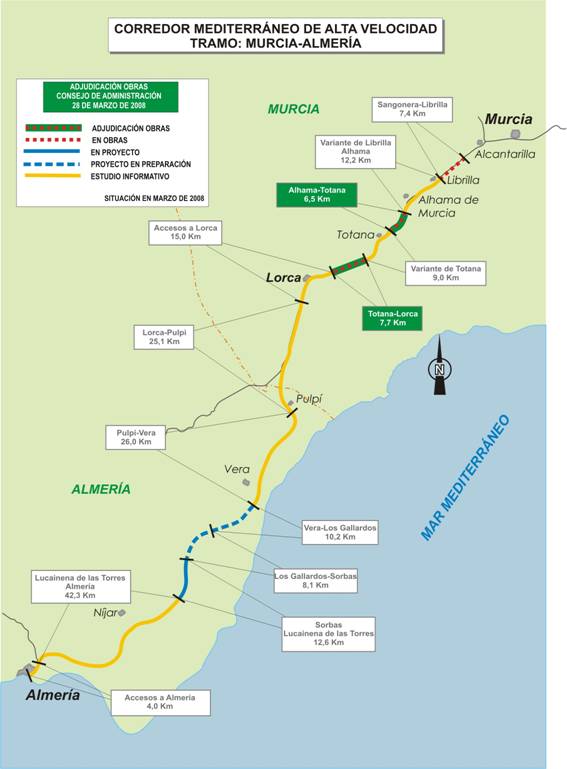Adif invertirá más de 35,5 M€ en las obras de plataforma y vía en dos tramos de la línea de alta velocidad en la Región de Murcia, Foto 1