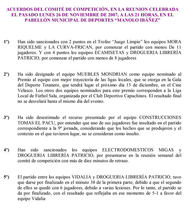 LIGA FÚTBOL AFICIONADO “JUEGA LIMPIO” 2007-08 (2007) (28/11/2007), Foto 3