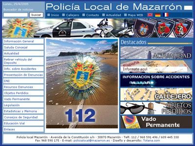 La Policía Local de Mazarrón estrena página web, Foto 1