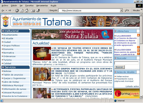 CONCEJALÍA DE NUEVAS TECNOLOGÍAS RENUEVA DISEÑO E IMAGEN DE LA PÁGINA WEB MUNICIPAL CON EL NUEVO DOMINIO WWW.TOTANA.ES; LA CUAL RESULTA MÁS FUNCIONAL, OPERATIVA Y MODERNA, Foto 2