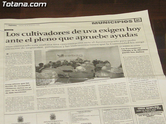 EL PLENO DEL AYUNTAMIENTO DE TOTANA APRUEBA UNA MOCIÓN CONJUNTA DE APOYO A LOS AGRICULTORES DE PARRALES DE UVA AFECTADOS POR LAS LLUVIAS DE NOVIEMBRE Y PEDIR AYUDAS A LAS ADMINISTRACIONES IMPLICADAS - 19 EL PLENO DEL AYUNTAMIENTO DE TOTANA APRUEBA UNA MOCIÓN CONJUNTA DE APOYO A LOS AGRICULTORES DE PARRALES DE UVA AFECTADOS POR LAS LLUVIAS DE NOVIEMBRE Y PEDIR AYUDAS A LAS ADMINISTRACIONES IMPLICADAS - 19