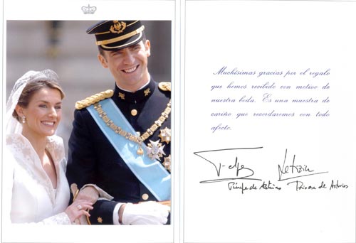 Los Príncipes de Asturias agradecen el regalo enviado por la Ciudad de Totana con motivo de su enlace matrimonial, Foto 1